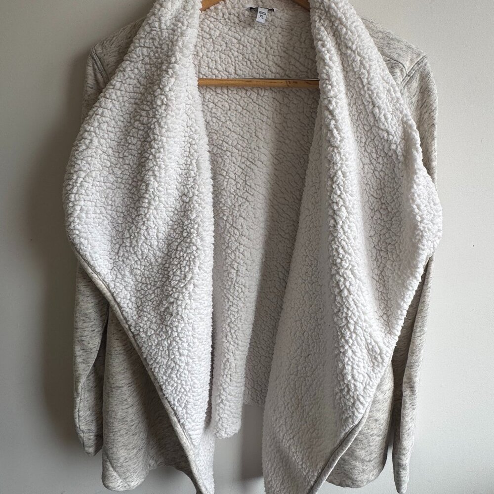 Cozy Sherpa Cardigan Sweater Jacket Gray